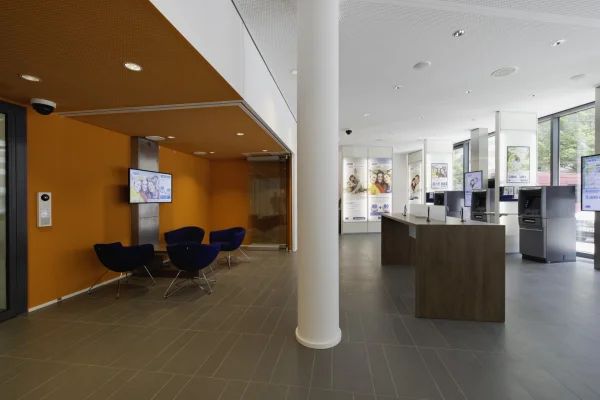 Self-service area of a bank