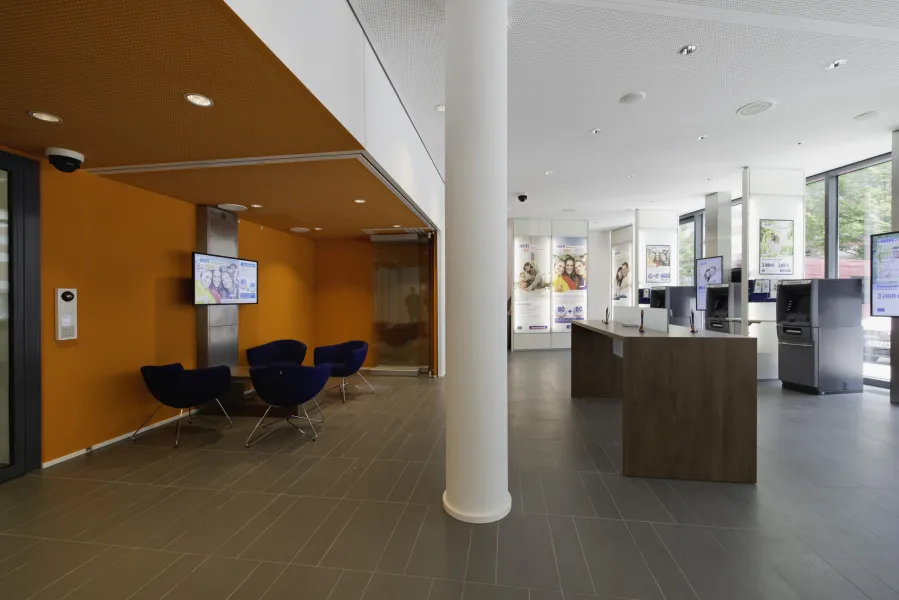 Self-service area of a bank