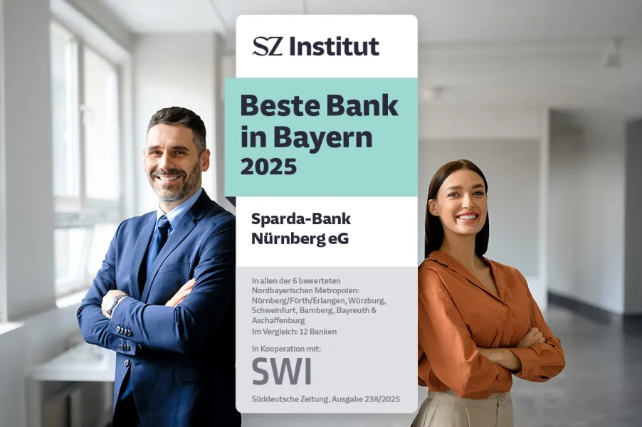 Siegel des SZ Instituts Beste Bank in Bayern 2025 Sparda-Bank Nürnberg eG
